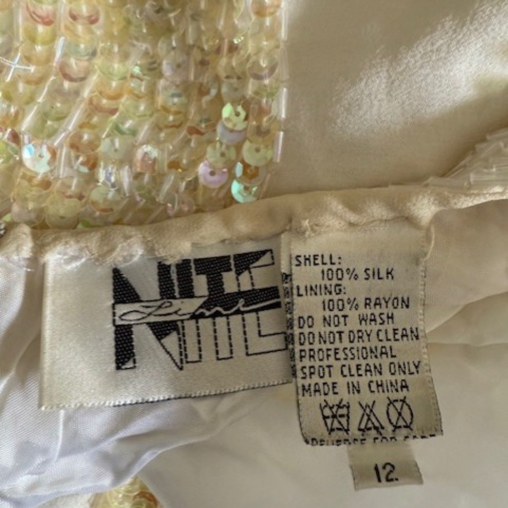 White sequin, fringed dress, size 12